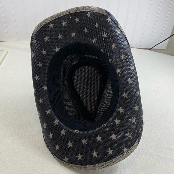 USA Flag Design Cowboy Hat Khaki and Dark Gray‎ Stripes and Stars One Size - Picture 14 of 16